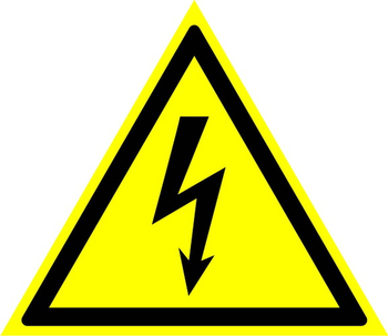 W08 внимание! опасность поражения электрическим током  (пленка, сторона 100 мм) - Охрана труда на строительных площадках - Знаки безопасности - Магазин охраны труда и техники безопасности stroiplakat.ru